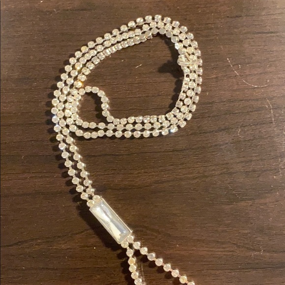 Silver Gem Necktie Necklace - Picture 2 of 2